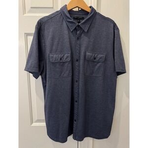 Banana Republic Mens XL Blue Jersey Knit Short Sleeve Button Down Shirt Pockets